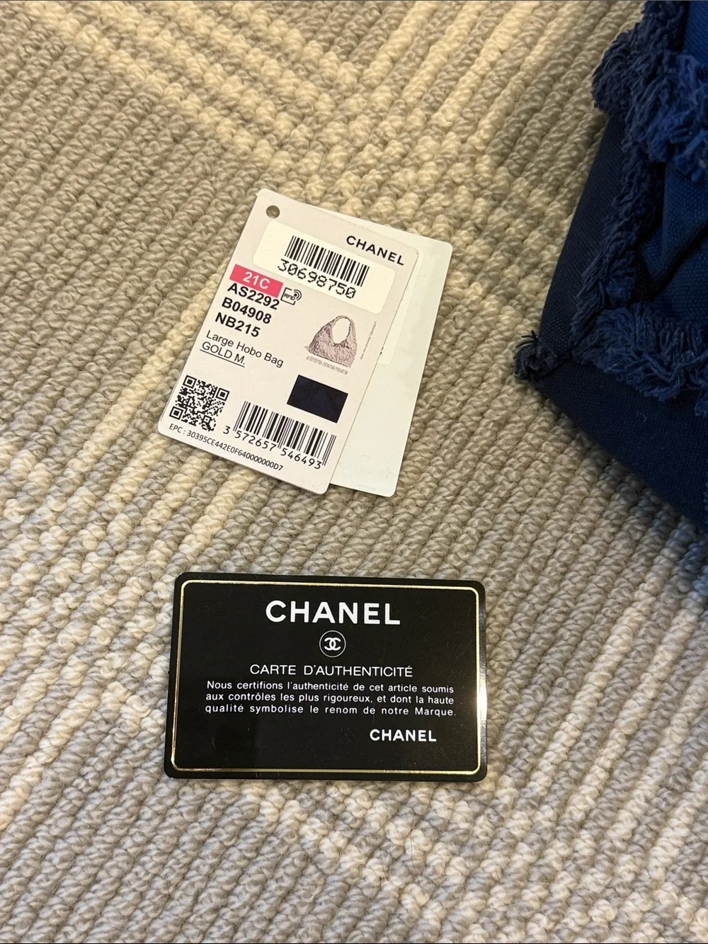 Chanel 21C Large Hobo Bag Navy & Gold